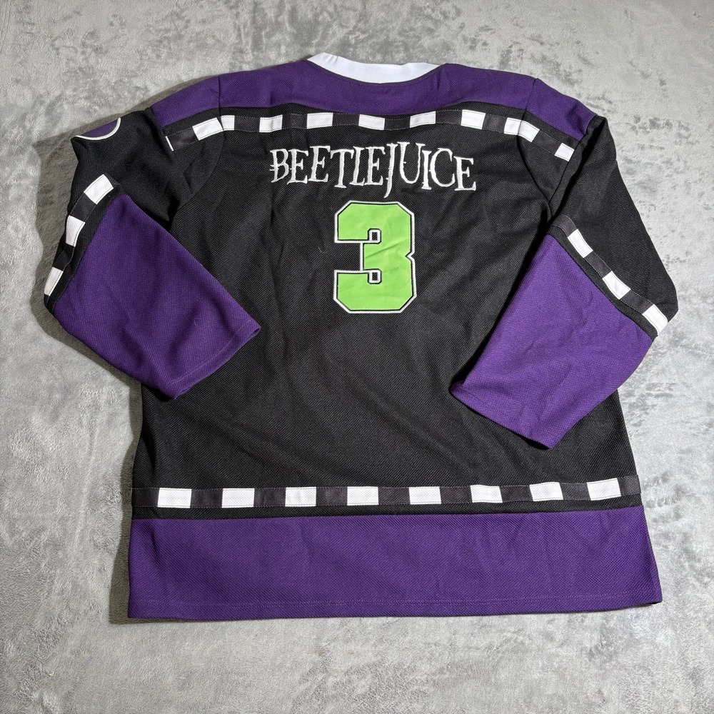 BEETLEJUICE JERSEY Mens Hockey Jersey Snake Purple Black Box Lunch Size XL - Picture 6 of 6